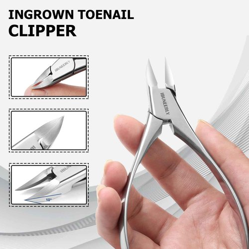 IBUNEERLY Manicure Set, Nail Cutters Set with Travel Leather Case, Professional Manicure Tools for Thick Nail & Ingrown Nail, Nail Cutters for Men and Women, Silver