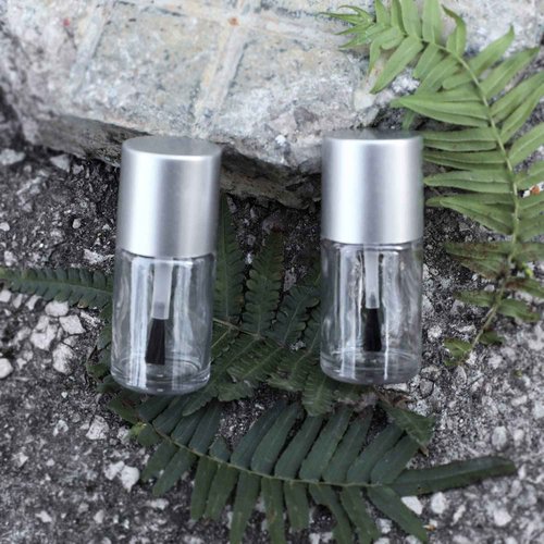 Agidea 6PCS Empty Nail Polish Bottles with Brush, Empty Refillable DIY Glass Nail Polish Bottles with Funnel & Mixing Balls (15ML, Silver)