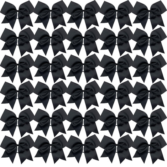 30PCS 8" Large Cheer Bows Hair Bows Ponytail Holder Handmade for Girls Teens Softball Cheerleader Sports (Black)