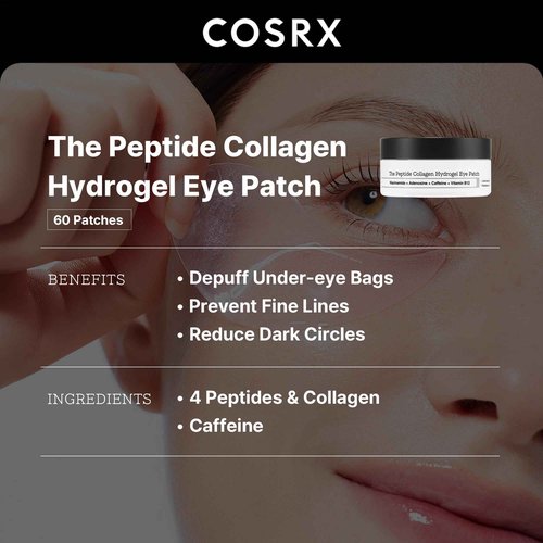 COSRX Advanced Snail Mucin Hydrogel Eye Patch + Peptide Collagen Hydrogel Eye Patch, Korean Skin Care