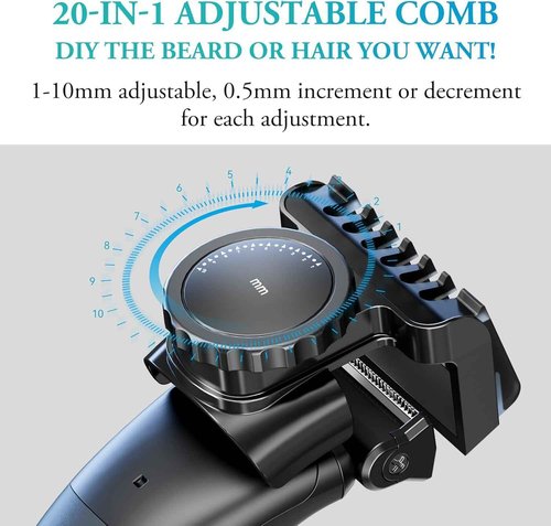 Body Hair Trimmer for Men - 6.0 Upgraded Electric Beard Trimmer, 2-in-1 Dual-Head Shaver and Body Groomer Connectivity Hybrid Face Body IPX6 Wet/Dry Use Groin & Ball Hair Painless Electric Razor Black