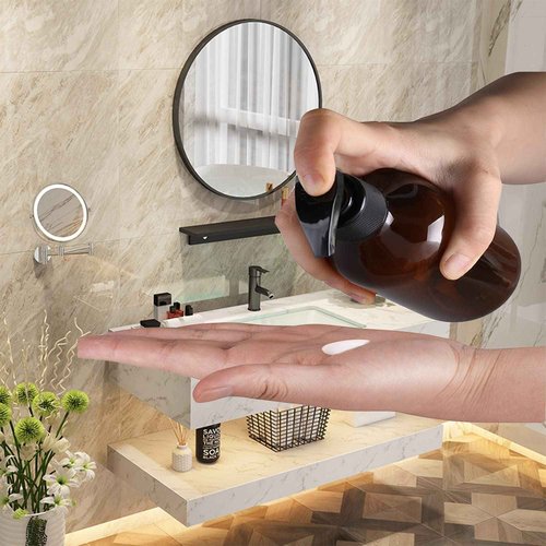Muluo 10 Ounce/300ml Pump Bottle Dispenser, Shampoo Pump Dispenser Hand Soap Dispenser Bottles for Bathroom, Kitchen Sink, Lotion, Hand Soap Dispenser, 2-Pack Brown