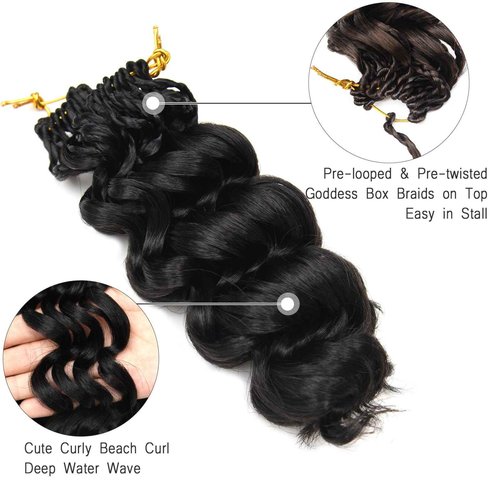 Short Crochet Hair Curly Highlight 4/30 Brown GoGo Curl Crochet Hair for Black Women Ocean Deep Water Wave Beach Curl Crochet Braids Soft Like Human Hair 7 Pack Natural Look Hair Extensions 12 Inch