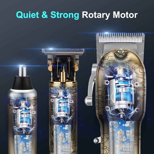 Suttik Hair Clippers for Men Barber Clippers and Trimmer Set of 3, Professional Cordless Nose and Beard Trimmer Hair Cutting Grooming Kit, Rechargeable, LCD Display