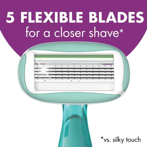 BIC Soleil 5 Sensitive Women's Disposable 5 Blade Razors, 360 Degree Moisture Strips, Anti-Slip Grip, 10-Pack