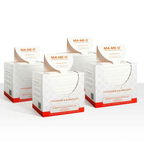 MAMEO Ultra Thick Disposable Face Towels XL, Lint-Free Facial Wipes for Makeup Removal & Gentle Skin Care,160 Count（4 Pack）