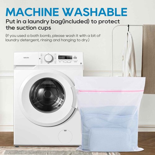 OMYSTYLE Full Body Bath Pillow, Bath Pillows for tub with Mesh Washing Bag & 21 Non-Slip Suction Cups, Spa Bathtub for Head Neck Shoulder and Back Support - 5D Air Mesh & Quick Drying | Blue