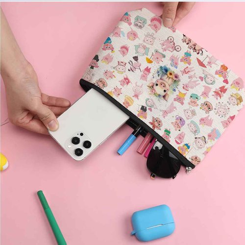 ZHAMEN Pig Gifts Pig Makeup Bag Pig Lover Gifts for Women Female Her Teen Girl Daughter Sister Animal Lovers Girlfriend BFF Best Friend Farm Animals Cosmetic Bag Mothers Nurse Day Graduation Birthday