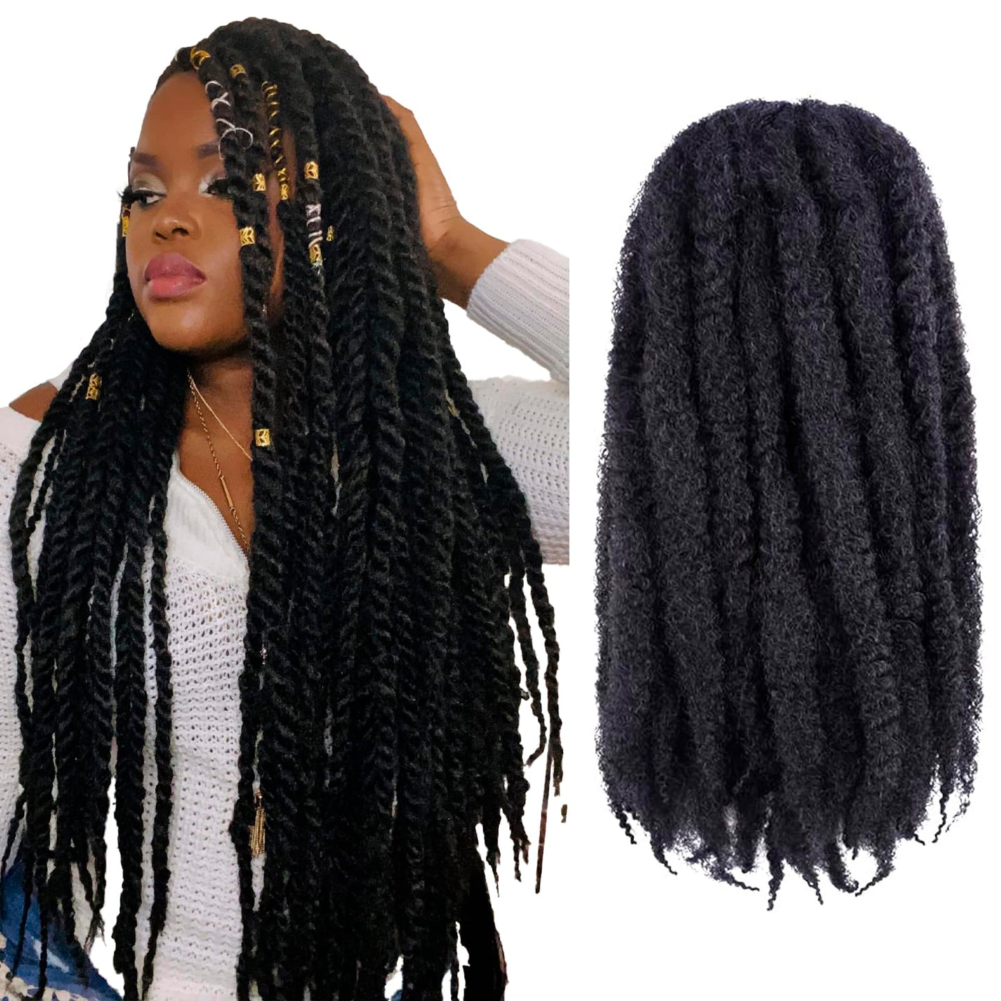 Toyotress Marley Twist Braiding Hair - 20 Inch Dark Brown Long Marley Hair For Faux Locs, Afro Kinky Curly Marley Twist Crochet Hair Synthetic Crochet Braids (20 Inch, 2-6P)