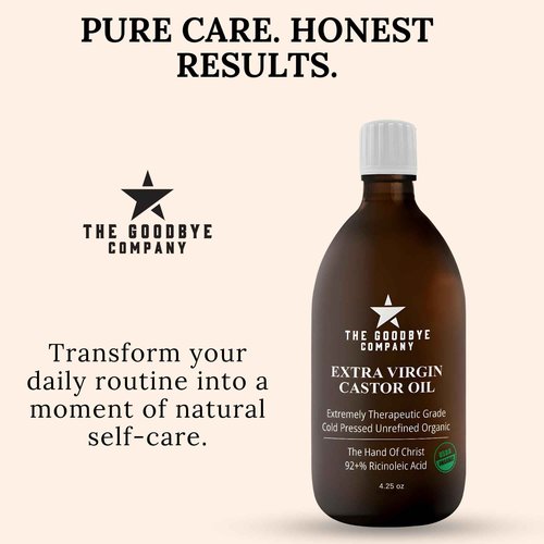 Premium Organic Cold-Pressed Food Grade Castor Oil - 16.9 oz Glass Bottle, Hexane-Free, Small Batch, Extra Virgin, Ethically Sourced for Hair Growth, Skin Care, Lashes, Brows & Digestion