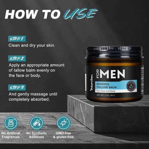 BieNido Beef Tallow for Skin Men – Whipped Beef Tallow and Honey Balm for Men with Raw Honey & Jojoba Oil for Sensitive and Dry Skin