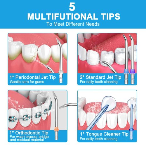 Water Dental Flosser Cordless for Teeth - AFROG 5 Modes Dental Oral Irrigator, Portable and Rechargeable IPX7 Waterproof Powerful Battery Life Water Teeth Cleaner Picks for Home Travel White