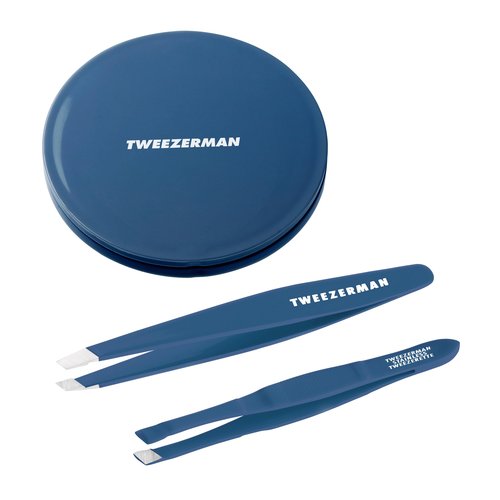 Tweezerman Brow & Lash Set - Compact Mirror, Mini Slant Tweezer and Lash Curler for All Eye Shapes