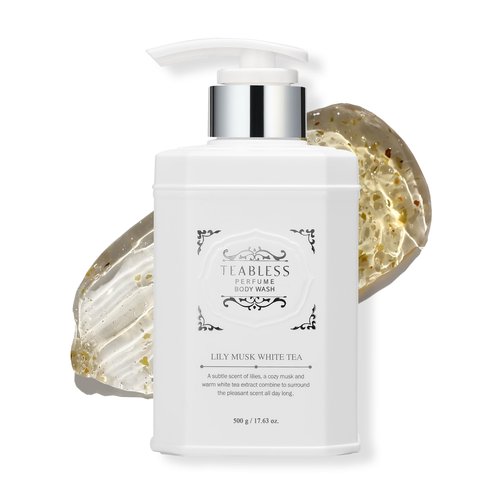 TEABLESS Lily Musk White Tea Perfumed Body Wash, Hydrating Vegan Body Cleanser for Sensitive Skin | Gentle, Moisturizing, Non-Sticky, Floral Musk Scent, Mild Scrub | Korean Skin Care