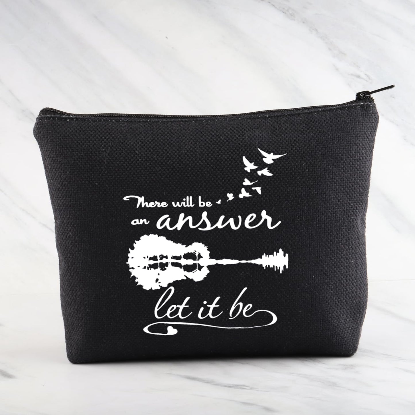 MNIGIU Song Lyrics Inspired Gift There Will Be Answer Let It Be Cosmetic Bag Music Album Gift Music Fan Gift (There will be answer let it be Black)