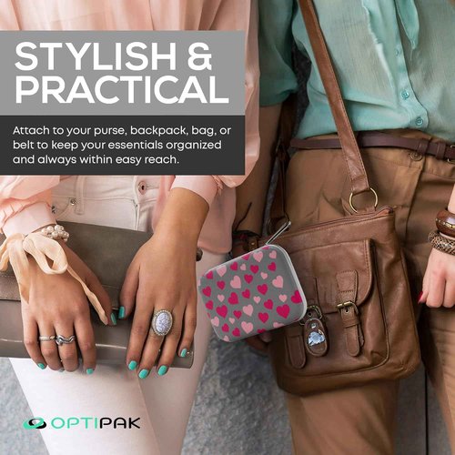 OPTIPAK Slim Multipurpose Purse Pouch | Neoprene Makeup Bag with Zipper Pouch & Carabiner Keychain | Portable Travel Cosmetic Bag, Women’s Travel Makeup Tote (Pack of 3)
