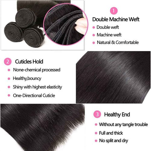 BLACKMOON HAIR Brazilian Straight Hair 1 Bundles Virgin Human Hair Bundles Straight 24 Inch 100% Unprocessed Hair Single Bundles Straight Weave Hair Bundles for Black Woman …
