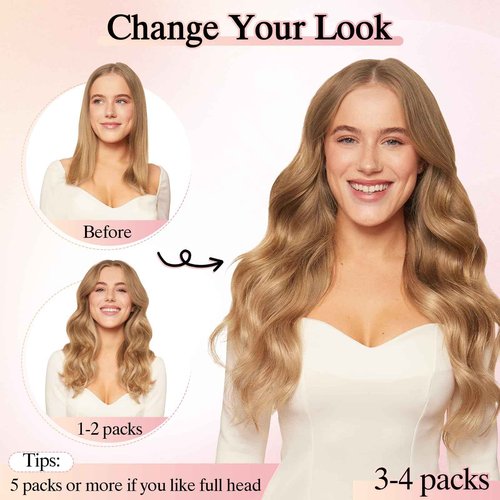 SEGO Pro Microlink Hair Extensions, Micro Loop Human Hair Extensions, Long Straight Invisible Microbead Extensions for Women, 14 inches, Medium Brown mixed Dark Blonde, 50 Strands, 50g/pack