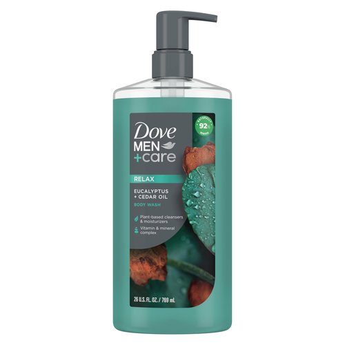DOVE MEN + CARE Body Wash Eucalyptus + Cedar Oil to Rebuild Skin in the Shower Body Wash Sandalwood + Cardamom Oil to Rebuild Skin in the Shower