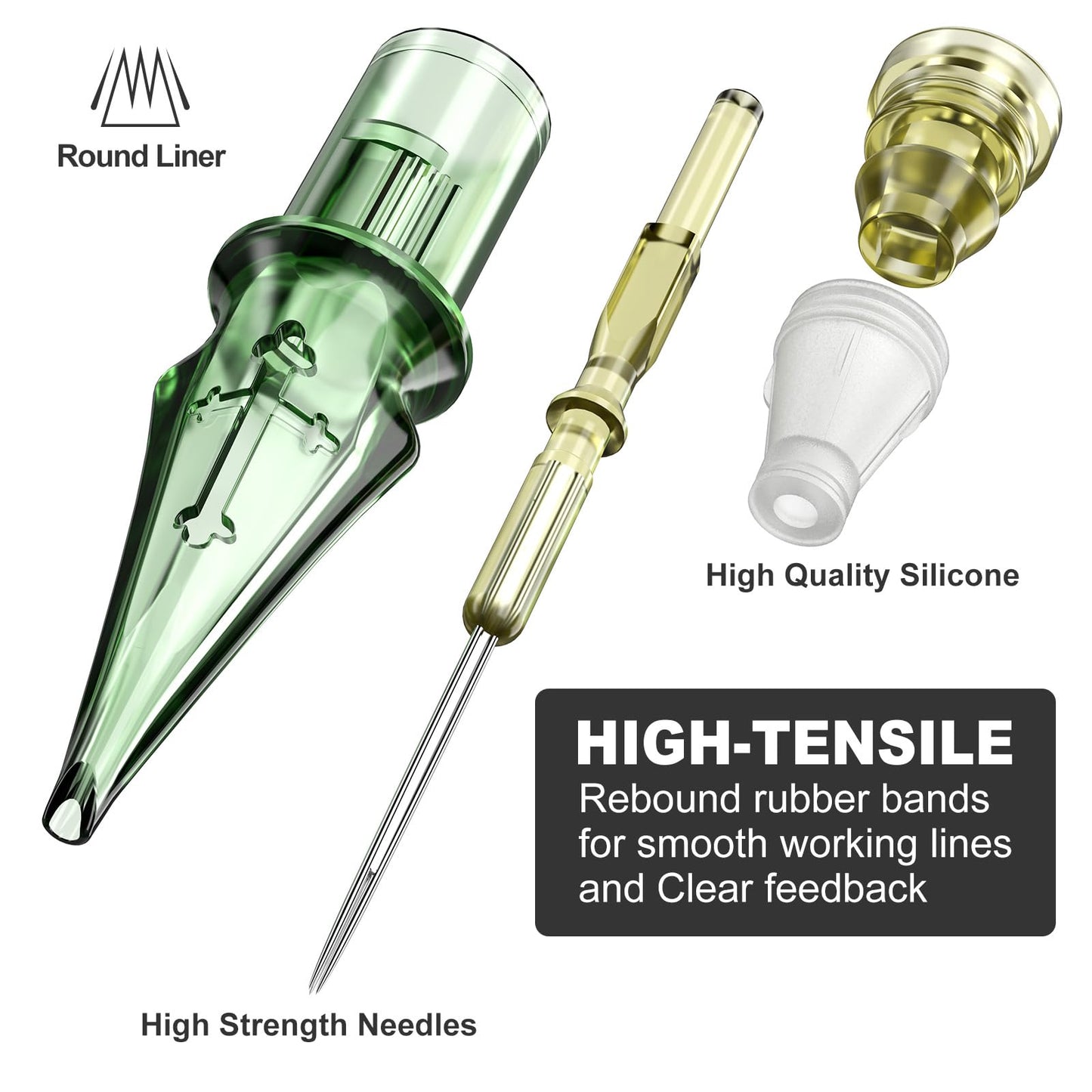 Tattoo Needles,Solong Pro 20Pcs Disposable Tattoo Cartridge Needles 1009 Round Liner X-Taper Needle Cartridges(1009RL) EN01S-20-1009RL-X