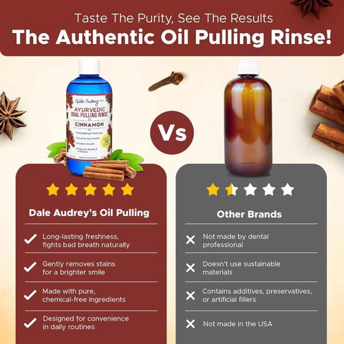 Pack of 3 Ayurvedic Organic Oil Pulling for Teeth & Gums | Natural Cinnamon Flavored Oral Rinse Mouthwash | Essential Oils for Healthy Gums & Bad Breath | Teeth Whitening & Fresh Breath-8 FL Oz