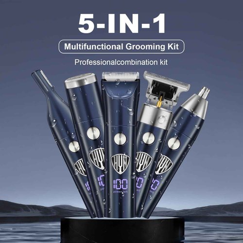 HIENA PRO Beard Trimmer for Men, Professional Body Facial Ear Nose Hair Trimmer and Beard Grooming Kit, 5 in 1 Complete Grooming Kit & Cordless Electric Hair Clippers Haircut, Gifts for Men