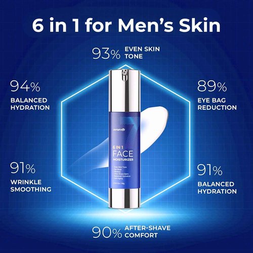 DIPSEVEN 6 in 1 Face Cream for Men: Anti-Aging Mens Moisturizer - Firming Peptide & Hyaluronic Acid & Squalane - Wrinkles Cream Crepy Skin Eye Bag Treatment 2PCS