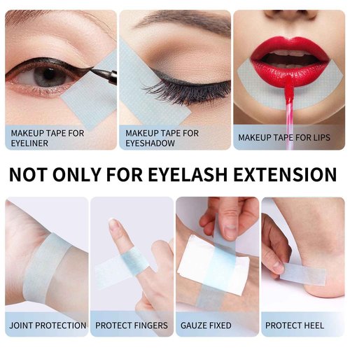 Lash Tape for Eyelash Extensions - Eyelash Tape Silicone Gel Sensitive lash Extension Tape Pain-Free Removal Breathable Micro-Porous Makeup Tape (2Rolls,1in x 4yd, Blue)