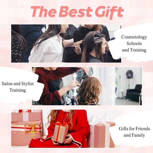 MQHIHI Mannequin Head Human Hair, 80% Real Hair Cosmetology Manikin Head for Practice Braiding Hairstyling Cutting with Free Clamp Holder and Tools (Light Brown)