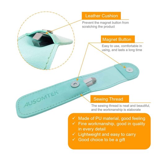 Ausomtek Beard Tweezers, White Hair Plucking Tweezers, Stainless Steel, Fine Hair Removal Tweezers, Eyebrows Shaping Tool, 5mm Tip, Cyan PU Case 1Pack, Silver, 1.0 Count, (BRTW-SSS-96WDQP)