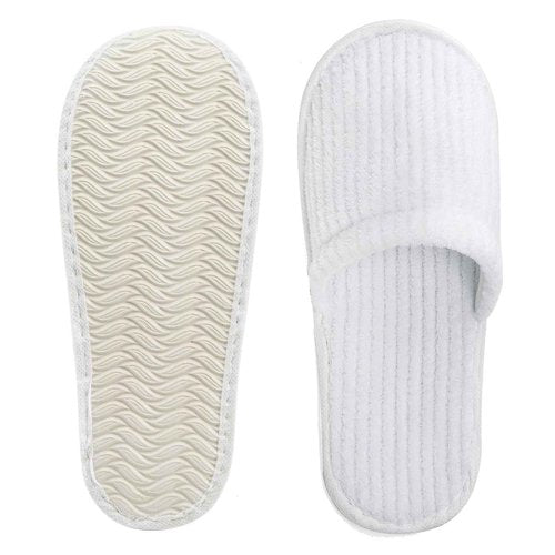 Frcctre 20 Pairs White Disposable Slippers, Closed Toe Soft Coral Fleece SPA Slippers for Women and Men, Comfortable Non-Slip Disposable Slipper for Travel Guests Hotel Home Salon