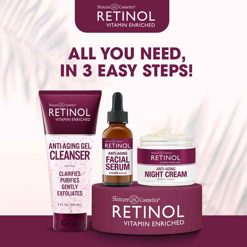 LIVAURA Retinol Anti-Aging Night Essentials – 3 Step Renewal Kit – The Original for a Younger Look – Smooths, Restores, and Refines – Cleanse, Treat, Repair & Hydrate On-The-Go