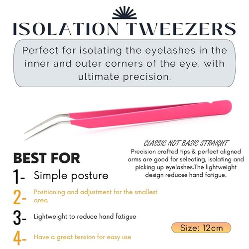 My Lash Tools New Isolation Lash Tweezers For Eyelash Extensions Best for Individual Isolation & Classic Lashes Japanese Stainless Steel Lightweight Precision Lashing Twisers (MattePInkJPs)