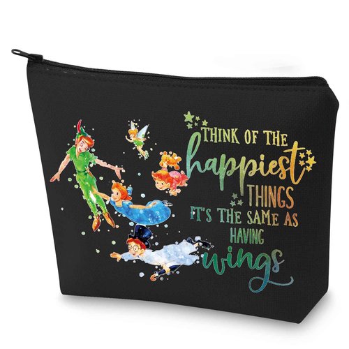 WZMPA Cartoon Movie Cosmetic Bag Fairytale Fans Gift Think Of The Happiest Things It's The Same As Having Wings Makeup Zipper Pouch Bag Cartoon Merchandise (Happiest Things-BL)