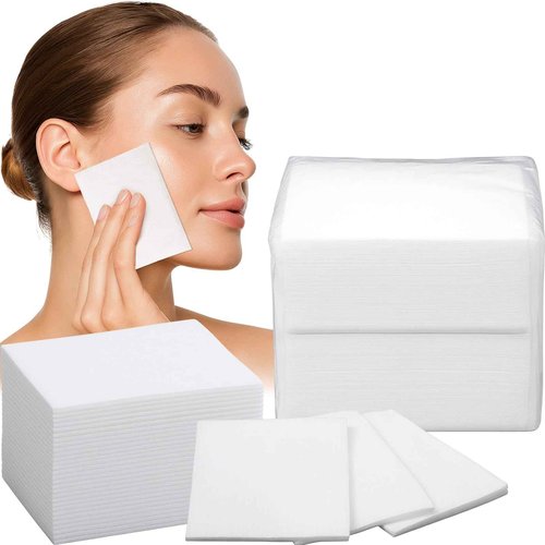 Heigble 10 Pack 500 Pcs Extra Large Cotton Cleansing Pads, 3.5 x 4.5'' Cotton Pad, Ultra Soft Large Facial Cleansing Square Bulk for Face Daily Skin Care Toner Makeup Remover, 50 White Square Per Bag