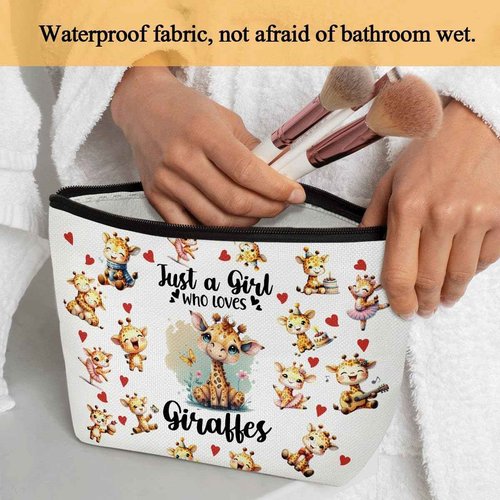 Giraffes Lover Gift Bag, Makeup Bags for Women, 1 Pack Cosmetic Travel Toiletry Bag, Giraffes Gifts for Women Teen Friend Giraffe Lover, Cosmetic Bag Pouch - Just A Girl Who Loves Giraffes - L746