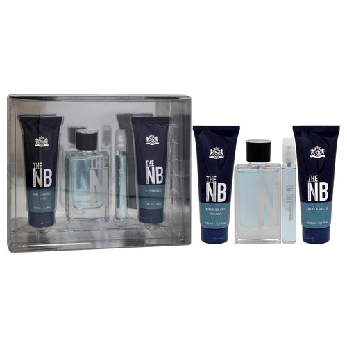 New Brand Prestige The NB 4 Pieces Gift Set for Men, (3.3 Ounce Eau de Toilette Spray + 4.4 Ounce Shower Gel + 4.4 Ounce After Shave Balm + 0.5 Ounce Eau de Toilette Mini Spray)