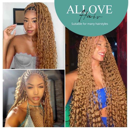 Deep Wave Bulk Human Braiding Hair 50g 22 Inch Honey Blonde Human Braiding Hair for Boho Braids 1 Bundle/Pack No Weft Color 27# 100% Brazilian Human Braiding Hair Extensions for Micro Braiding