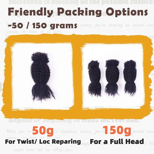 MayTsing Spring Twist Bulk Human Hair for Crochet, Spring Twists, Passion Twists, Butterfly Locs and Mini Twists, 100% Afro Kinkys Bulk Human Hair, Can be Dyed and Bleached 1b,50g