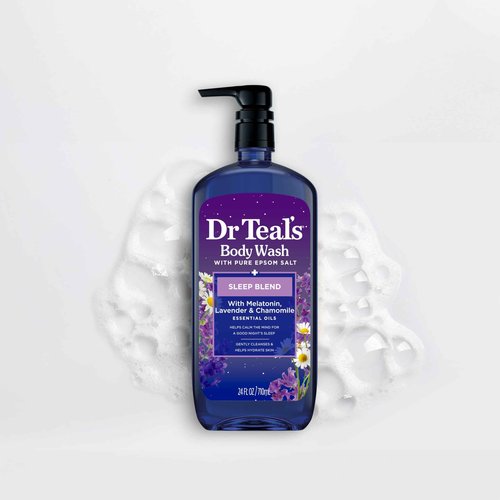Dr Teal's Body Wash with Pure Epsom Salt, Sleep Blend with Melatonin, 24 fl oz (Pack of 4)