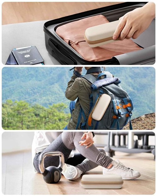 Yinke Travel Shaver Case with Attachments Storage Box for Hybrid Electric Trimmer, Waterproof Hard Carrying Case Portable Storage Bag for O Blade, Beige