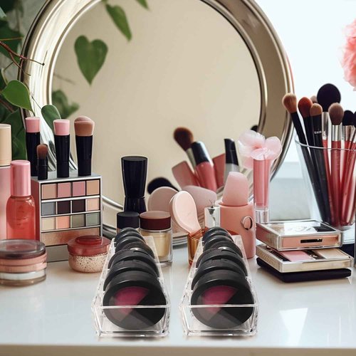 Nsmykhg Acrylic Makeup Organizer,6 Pack 8 Spaces Clear Vanity Drawer for Eyeshadow Palette, Lipstick & Highlighter Storage, Skincare Display, Bathroom Cosmetic Organize,10"x3.5"x1.8"