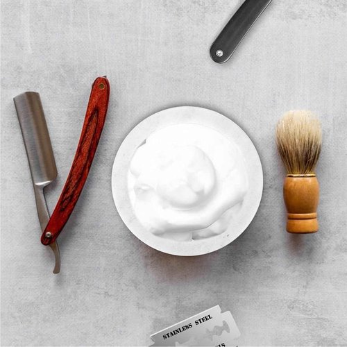 Linkidea Marble Shaving Soap Bowl, 100% Natural Marble with Interior Grooves for Maximum Lather, Heat Retaining Stone Provides a Luxurious Hot Shave Experience, Gift for Husband, Dad (White)