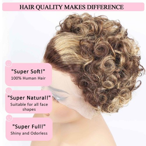 Unipearl Highlight Blonde Bob Wig Human Hair 13x4 Deep Wave Lace Front Wigs Human Hair 180% Density Short Bob Wig Pre-Plucked with Baby Hair Glueless Water Wave Curly Wigs for Black Women