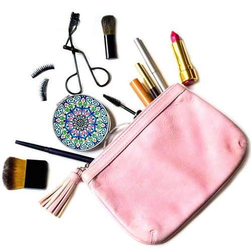 Beaufy Compact Mirror Bulk Handheld - Pocket Purse Travel Makeup Mirrors Round Folding Portable Dual Sided 2X Magnification- Mandala Designs Gift for Girls Women - Pack of 6