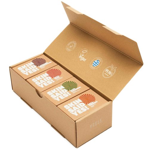 Skin Said Yes Organic Soap Bar (Set of 8) - Natural Soap Made in Greece | Nuorishing Shea Butter, Olive Oil, Lavander and Sandalwood, Aloe Vera & Cucumber Extract | Jabones Artesanales Naturales