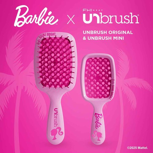 UNbrush Barbie Detangling Brush Duo - Shine Bright - Pink
