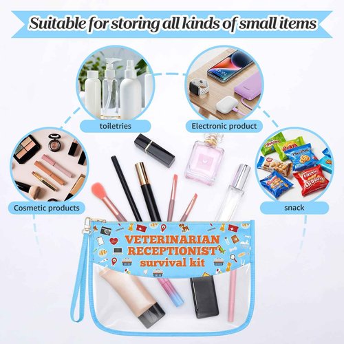 Sazuwu Veterinarian Receptionist Makeup Cosmetic Organizer Bag Vet Tech Gifts for Women Funny Animal Rescue Appreciation Thank You Gift Birthday Christmas Retirement Gift Travel Pouch