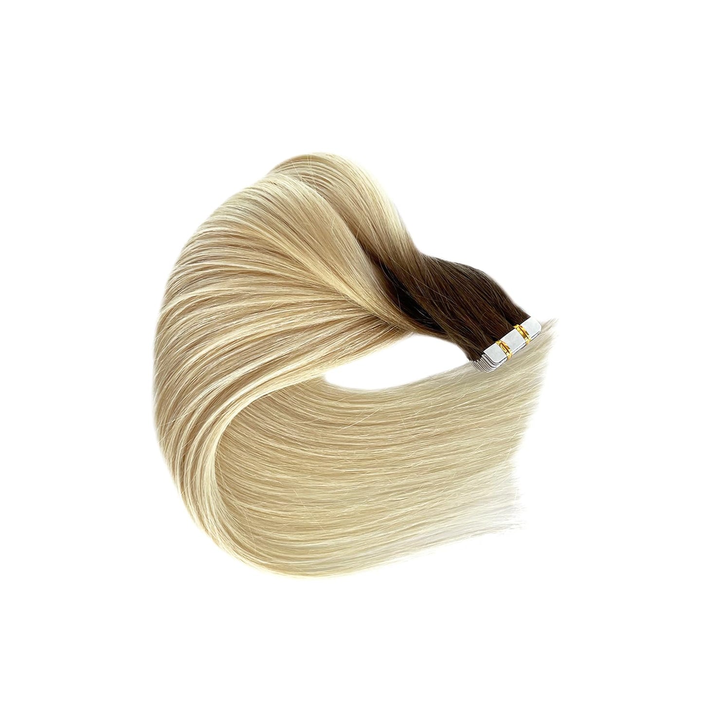 20inch Invisible Tape in Hair Extensions Human Hair Flax Brown to Platinum Blonde Tape Ins Human Hair Extensions Omber Platinum Blonde Human Hair Tape in Extensions 20pcs 50g/Pack