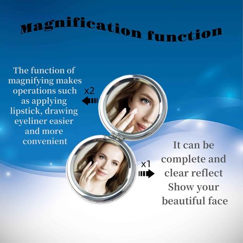 KWSAAHU Double-Sided Pocket Compact Mini Makeup Mirrors 1x, 2X Magnifying Mirror Portable Foldable Round Small Purse Mirror Suitable Daily Travel Party for Woman Man - Beautiful Cherry